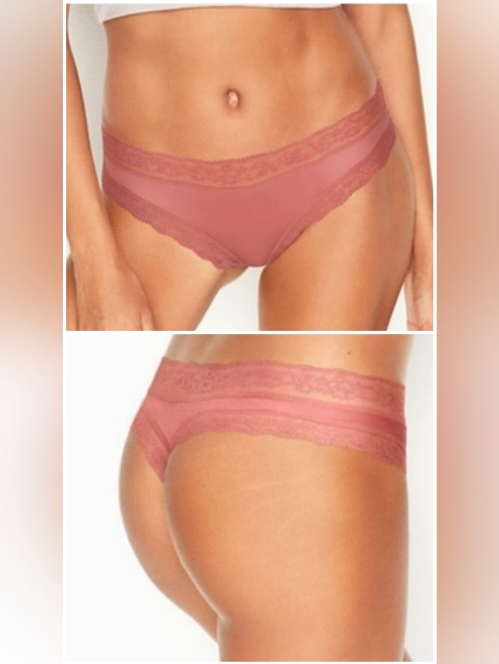 Victoria's secret very sexy micro lace inset thong panty XL WITHERED ROSE